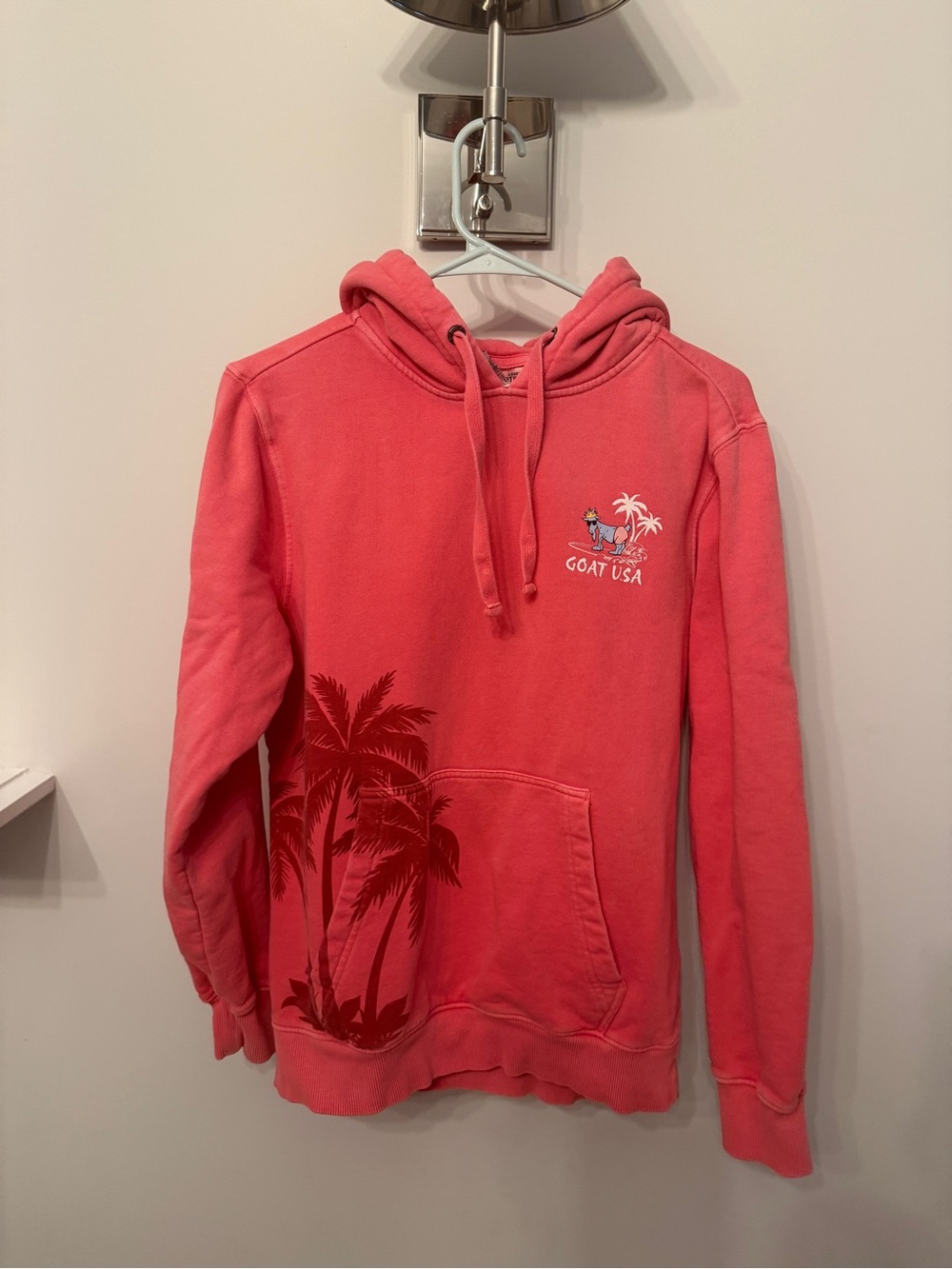 GOAT USA Coral Hoodie with Palm Tree Graphic